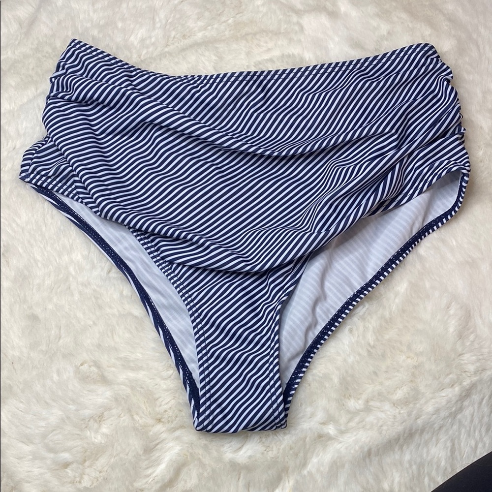 Striped High-Waisted Bikini Bottom Size Medium